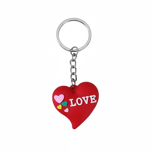 Silicone Heart Key Ring - Red
