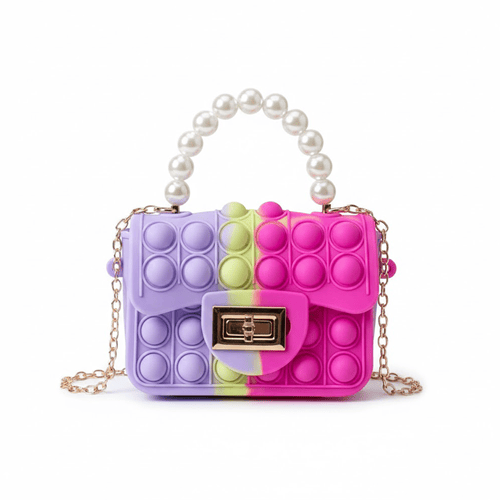 Pearl Handle Silicone Pop-It Bag For Baby Girl - Multi-Color