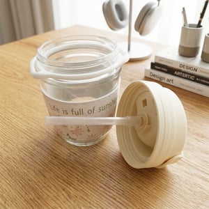 Portable Glass Water Bottle With Lid •