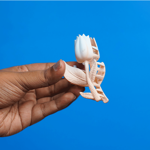 Tulip Flower Hair Clip - Sky Blue & Peach