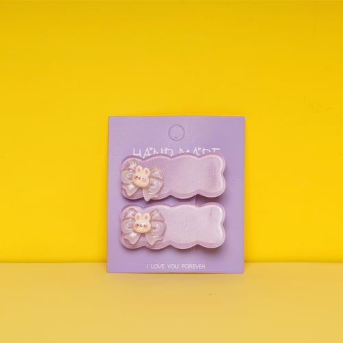 Wave Shape Baby Hair Clip - Lavender Bunny