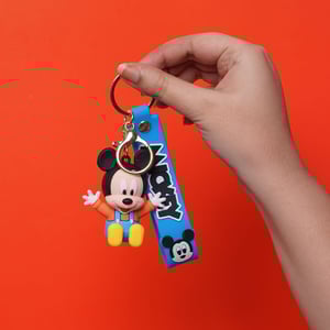 Sitting Pose Mickey Mouse Key Ring - Blue & Orange