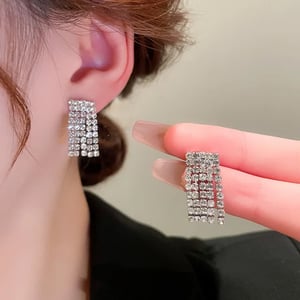 Silver Needle Simple Tassel Earring (240011)