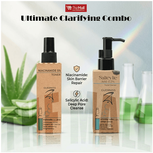 Guerniss Raw Niacinamide 5% Toner 120ml With Guerniss Raw Salicylic Acid 0.5% Facial Cleanser 100ml Combo