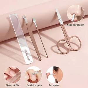 7pcs Manicure Set Box With Holder - Dark Rose Gold