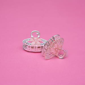 Oval Shape Rhinestone Hair Clip - Peach Pink