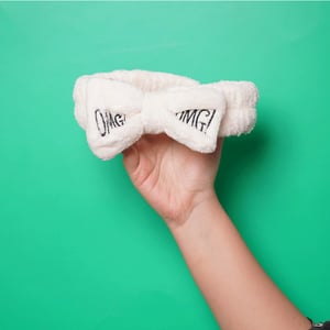 New Ladies Embroidered Makeup Washing Hairband - Cream