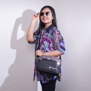 Stripelnc Ladies Crossbody Bag - Black & White Leaf
