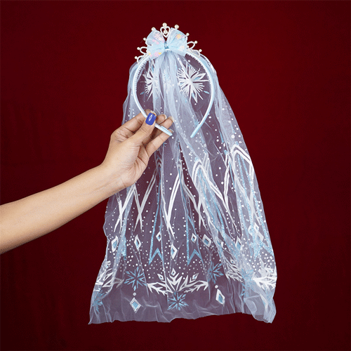 Pearl & Stone Crown Veil Headband - Sky Blue