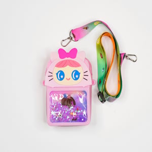 Baby Cartoon Silicon Popit Bag With Stardust - Baby Pink
