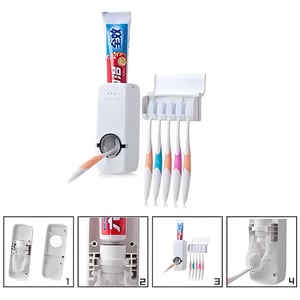 Tooth Paste Dispenser With Tooth Brush Holder