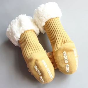 Newborn Baby Cartoon Plush Velvet Mid Tube Socks - Yellow (240057)