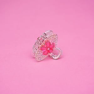 Oval Shape Rhinestone Hair Clip - Hot Pink