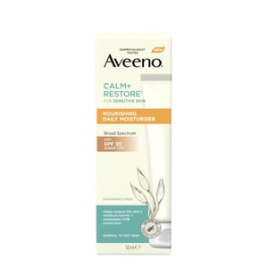 Aveeno Calm+Restore Nourishing Daily Moisturiser For Sensitive Skin 50ml - SPF 30•