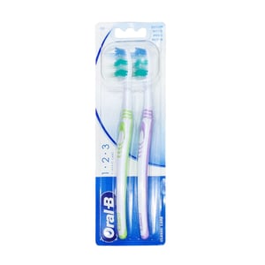 Oral-B 123 Classic Care Toothbrush 2pcs - Bright Green & Purple