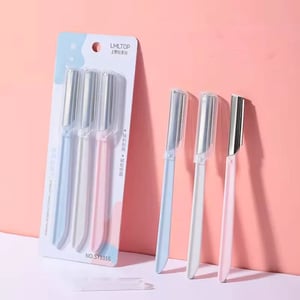 LMLTOP Stainless Steel Straight Handle Eyebrow Razor 3pcs