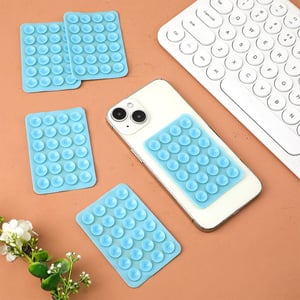 Adhesive Silicone Suction Phone Holder - Sky Blue