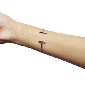 Simple Copper Micro Inlaid Bracelet - Silver (C1)