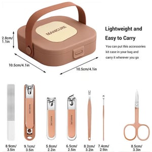 7pcs Manicure Set Box With Holder - Dark Rose Gold