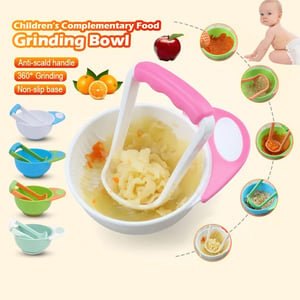 Baby Food Masher and Serve Bowl - Orange & Green