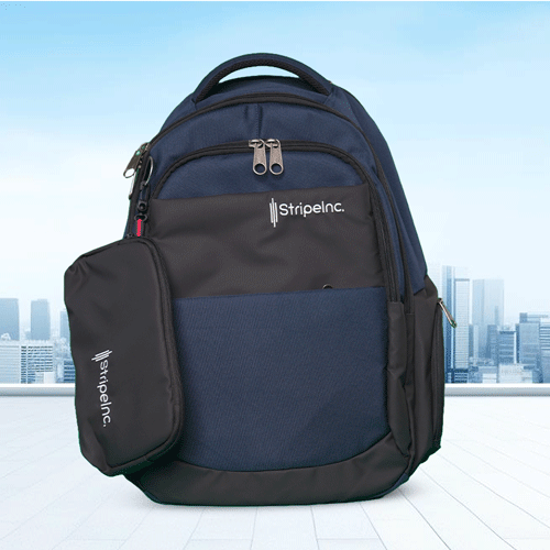 Stripelnc Exclusive Backpack - Navy Blue & Black