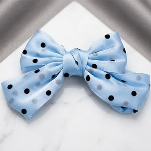 Polka Dot Net Bow Hair Clip - Baby Blue