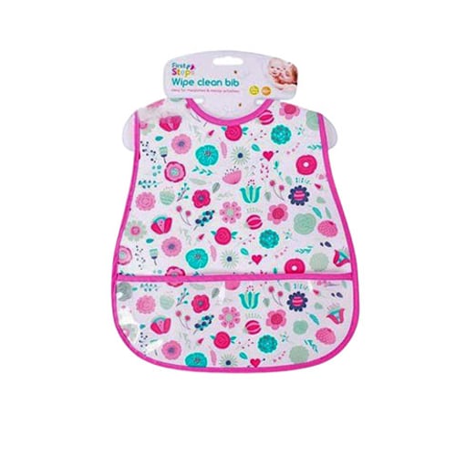 First Steps Wipe Clean Bib 6m+ - Flower