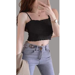 Adjustable Padded Crop Top - Black