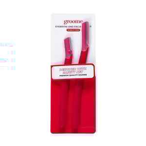 Groome Eyebrow And Facial Razor 2pcs - Red