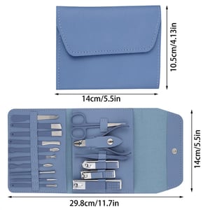 Sweet Beauty 16 Pcs Professional Nail Tools - Dark Pastel Blue