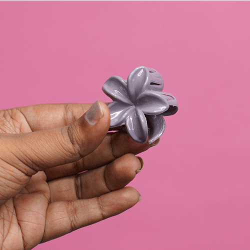 Plumeria Flower Shape Hair Clip - Purple Gray