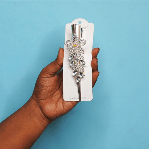 Flower Shape Rhinestone Hair Clip - Cristal