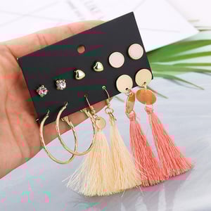 Women's Combination Tassel Earrings Set - 6 Pairs (65)