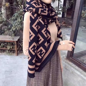 Trendy Korean Style Cashmere Shawl - Fendi Pattern
