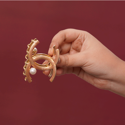 Chanel Style Metal Hair Clip - Golden