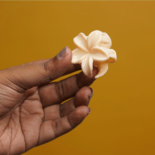 Plumeria Flower Shape Hair Clip - Beige