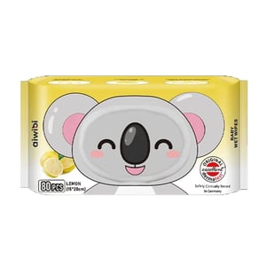 Aiwibi Lemon Flavor Aroma Serene Hypoallergenic Care Wet Wipes 80pcs•