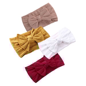 Wide Edge Bow Childrens Hairband 4pc Set - B1
