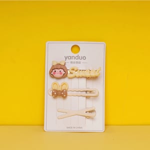 Yanduo Baby Hair Clip 3pcs Set - Cream