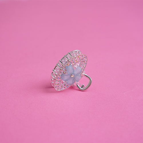 Oval Shape Rhinestone Hair Clip - Sky Blue