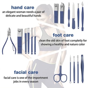 Sweet Beauty 16 Pcs Professional Nail Tools - Dark Pastel Blue