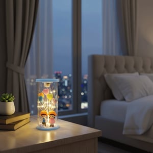 Romantic Couple Love Balloon Night Light - Sky Blue