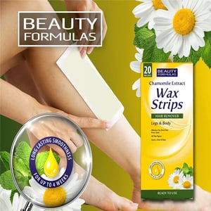 Beauty Formulas Chamomile Extract Hair Removal Wax Strips For Legs & Body 20 Strips •