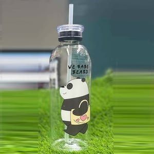 We Babe Bears Plastic Water Bottle 1000ml - Black panda