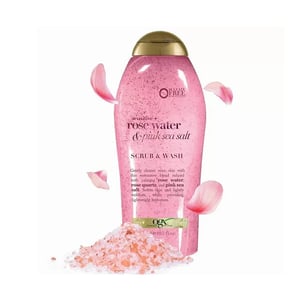 OGX Sensitive + Rose Water & Pink Sea Salt Scrub And Wash 577ml •