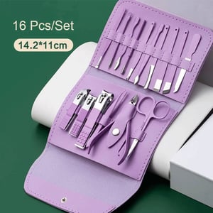 16pcs Manicure Set Pouch - Charm Purple