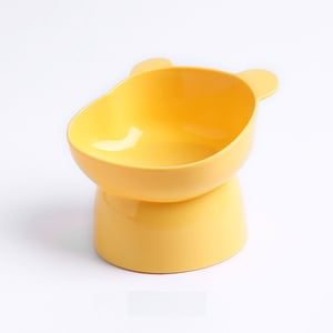 Pipitao Bear Head Plastic Cat Pet Bowl - Yellow