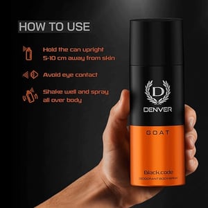 Denver Black Code Deodorant Body Spray 150ml - Goat •