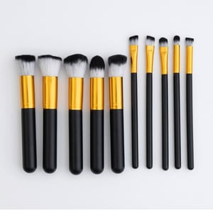 Premium Makeup Kabuki Brush Set 10pcs - Black