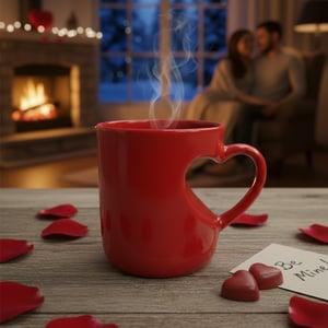 Heart shape Handle Ceramic Mug - Red